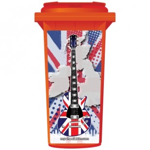 Union Jack Style Guitar Wheelie Bin Sticker Panel